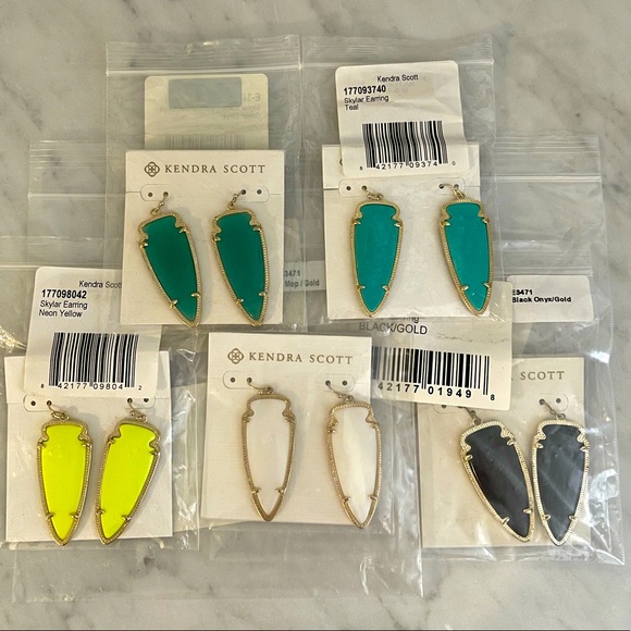 NEW Kendra Scott Skylar Arrowhead Earrings RARE RETIRED White mother of … - Picture 2 of 2
